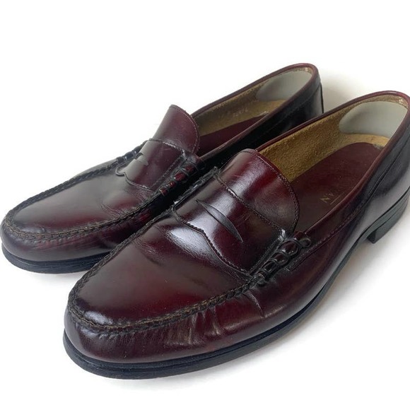 Bostonian Men's Leather Penny Loafer Shoes Pinch Mocassin Toe Burgundy Size 13 D - Picture 1 of 15